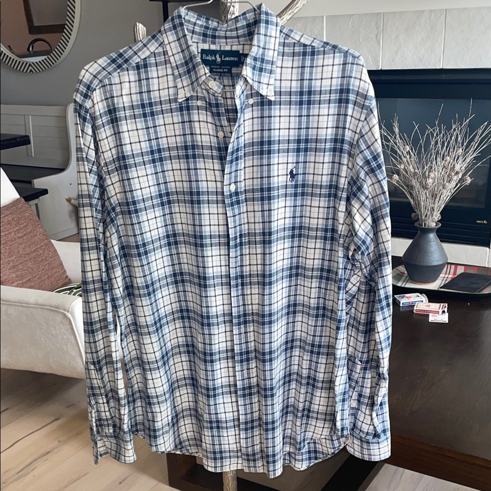 Polo by Ralph Lauren Men's Navy and White Check Shirt
